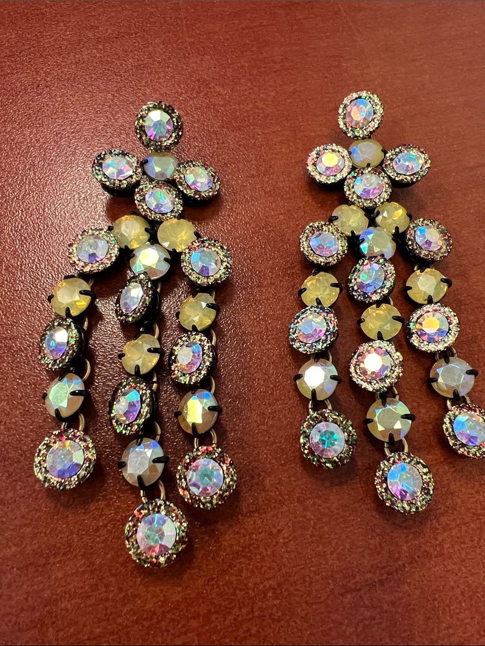 J Crew Cascade Earrings Glitter and Aurora Borealis Stones *💝*